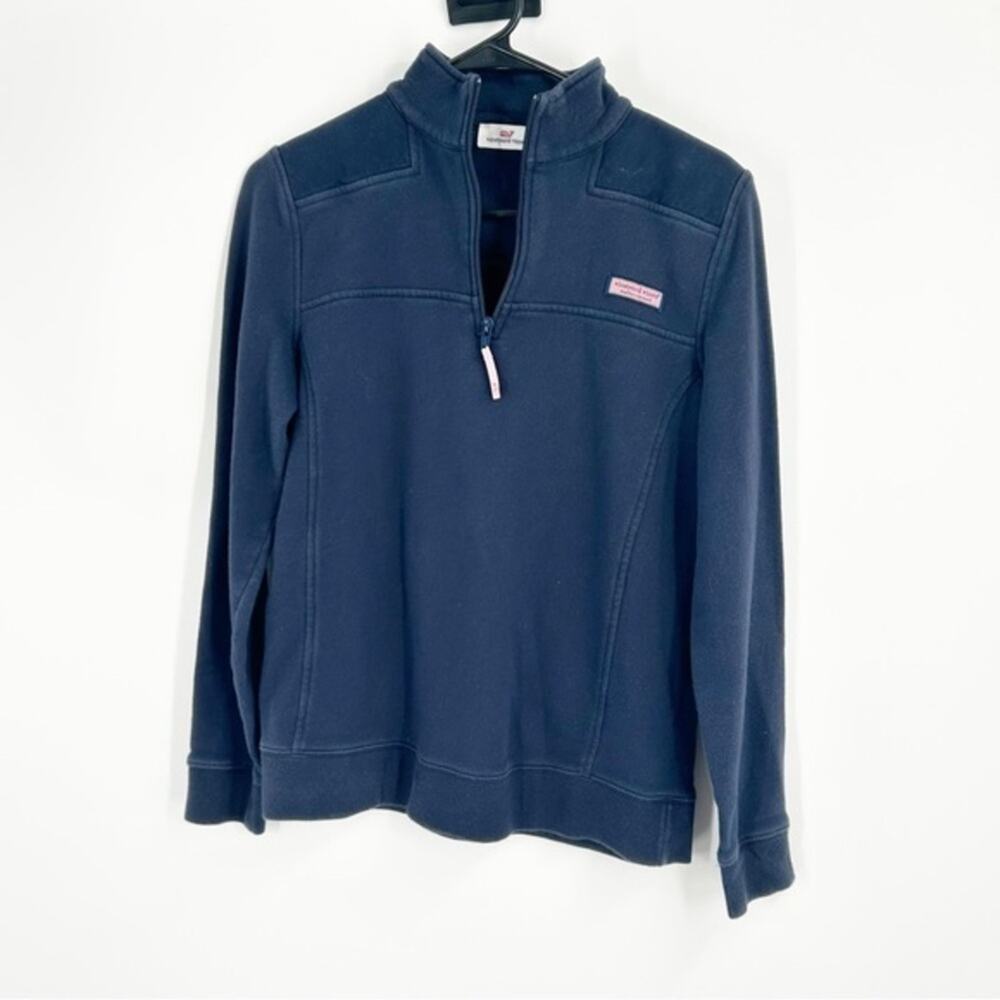 Vineyard Vines The Shep Quarter Zip Navy Blue Knit Pullover‎ Sweatshirt Sz Small